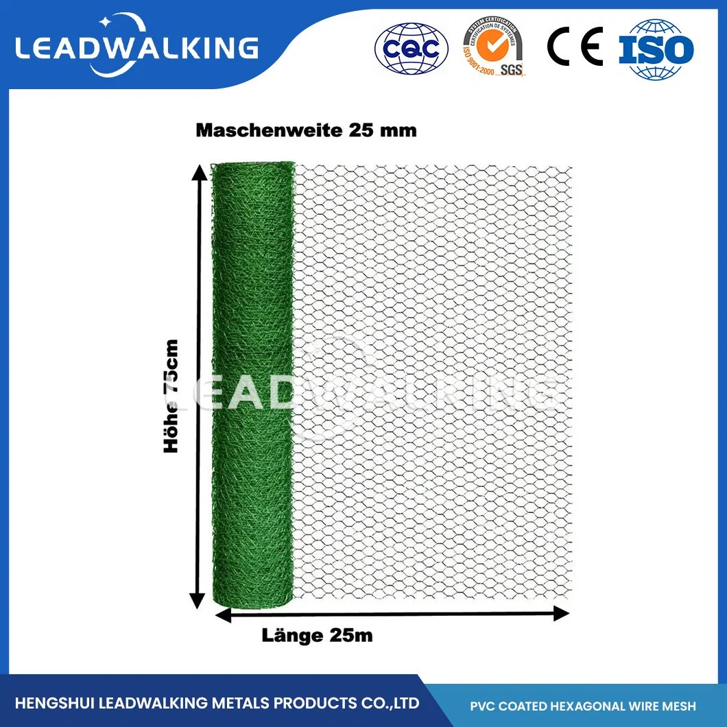 PVC Leadwalking Material de alambre de cobre recubierto de PVC malla de alambre de pollo de 4 pulgadas de China de fabricación de metal galvanizado Netten malla hexagonal