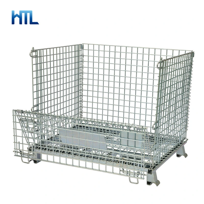 Warehouse Storage Galvanized Steel Wire Mesh Container Cage with Wheels