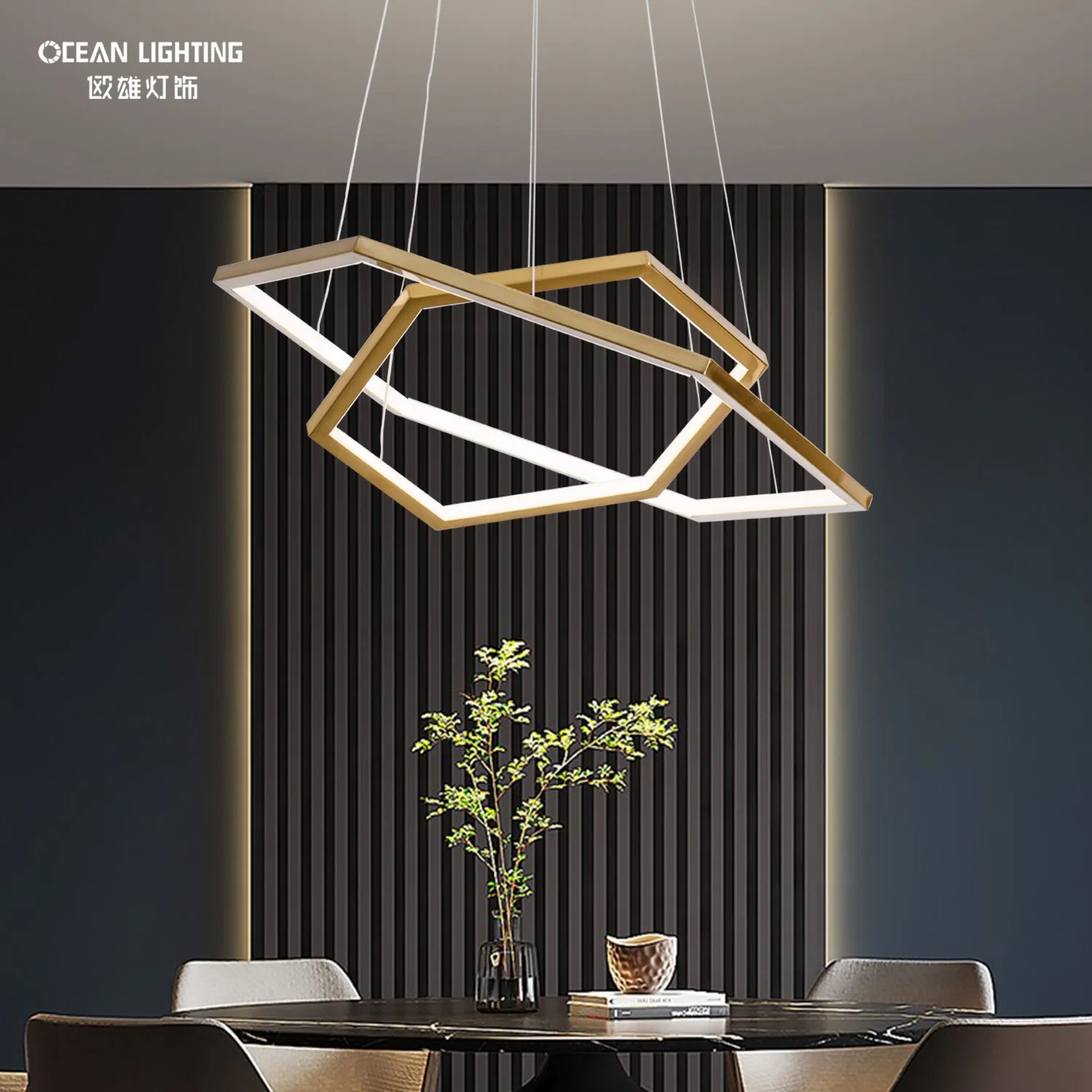 Ocean Lighting Simple Hanging Decorative Circle Rings Gold Luxury Modern LED Pendant Light