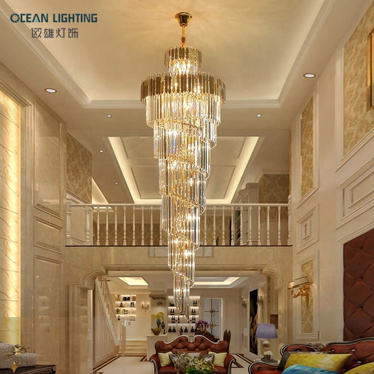 Modern Luxury Design Large Hanging Long Crystal Chandeliers Ceiling for Stairs