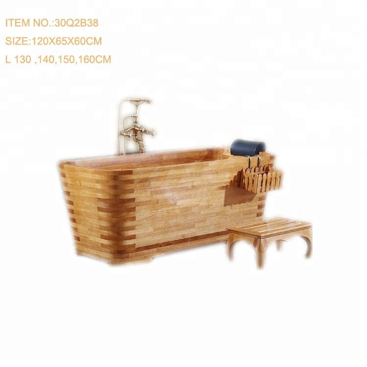 Cheap Freestanding Teak Solid Round Hinoki Chinese Cedar Small Bamboo Wooden Bathtub