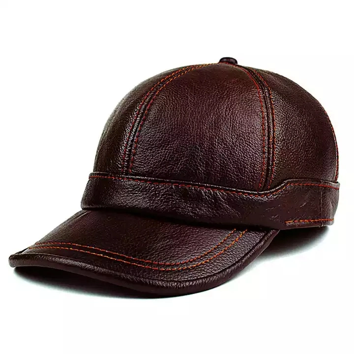 H600 All-Match Leather Hat Jeune étudiant extérieur décontracté cow-hide Chapeaux Casquette de baseball pour adulte en cuir véritable