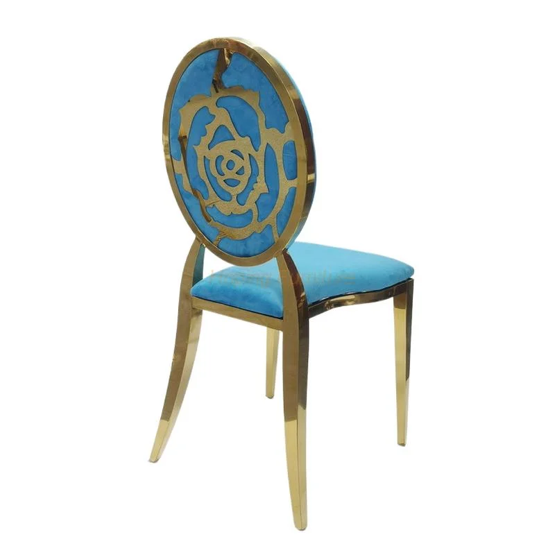 Muebles modernos de acero inoxidable silla Chanel decoración silla de mesa metálica Sillas de comedor	de alta calidad Precio fábrica silla de boda Tiffany Presidente