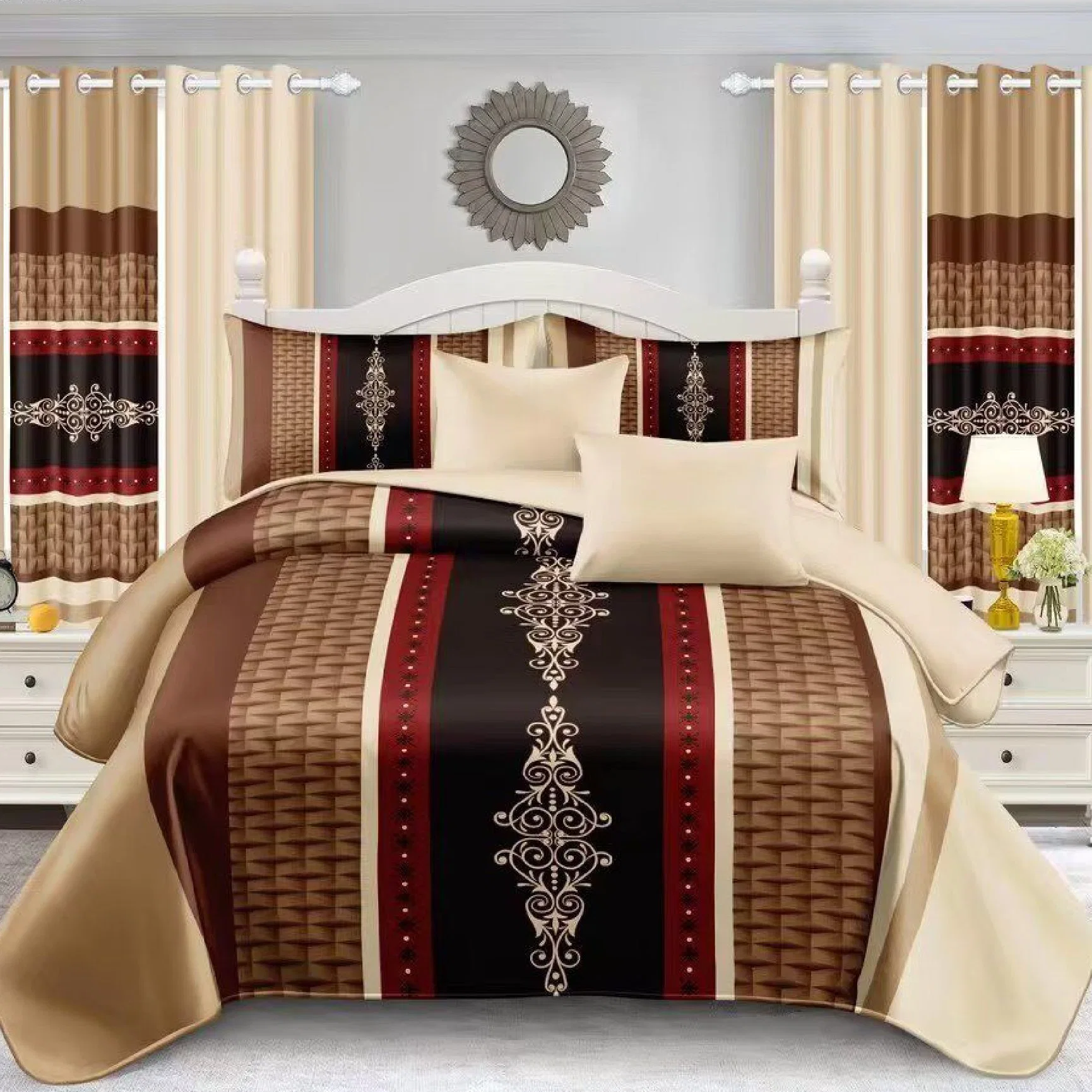 غطاء لحاف Quilt رمادي فاتح غطاء لأغطية أسرّة مسطحة 2 علب أغطية سرير بطليستر مطبوعة بالوسائد مجموعة أسرة من النسيج المنزلي لاستخدام غرفة النوم