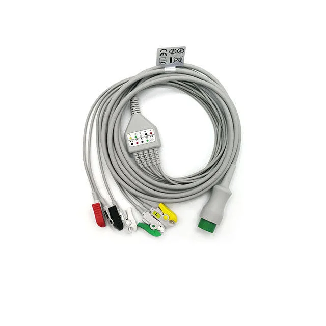 Estilo 1.5 DIN Cable Holter de 10 derivaciones, derivaciones y IEC Snap los electrodos de ECG derivaciones