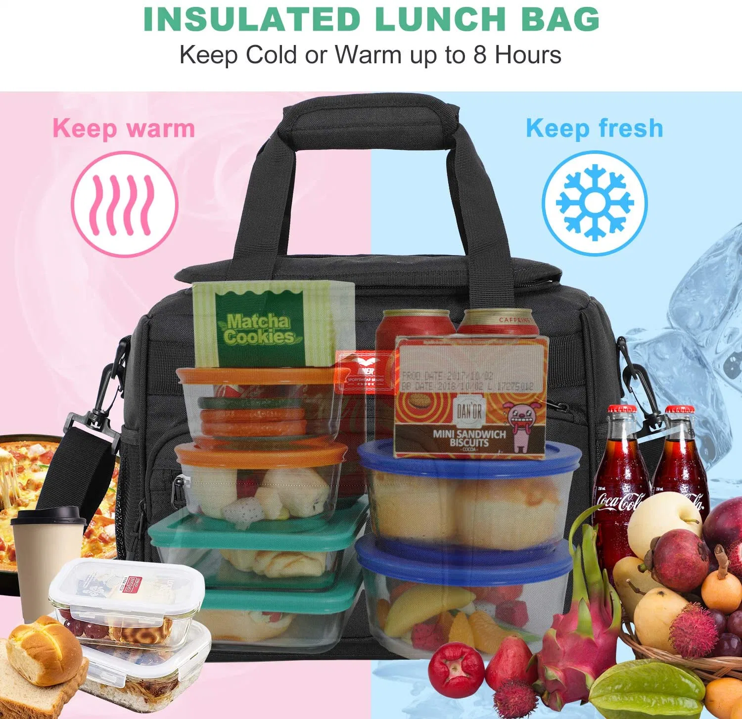 600d Oxford Aluminium Foil Insulated Thermal Cooler Lunch Bag