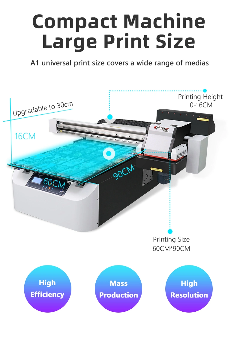 Quick Speed A1 6090 UV Mobile Case bolígrafo de metal Cualquier material Color Picture Print UV Flatbed Printer