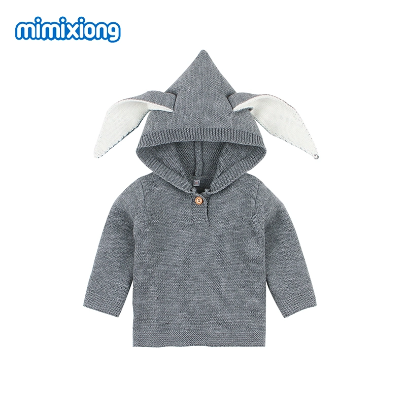 Factory High Quality Toddler Child Solid Color Pullover Sweater with Cute Hood Accept Customization