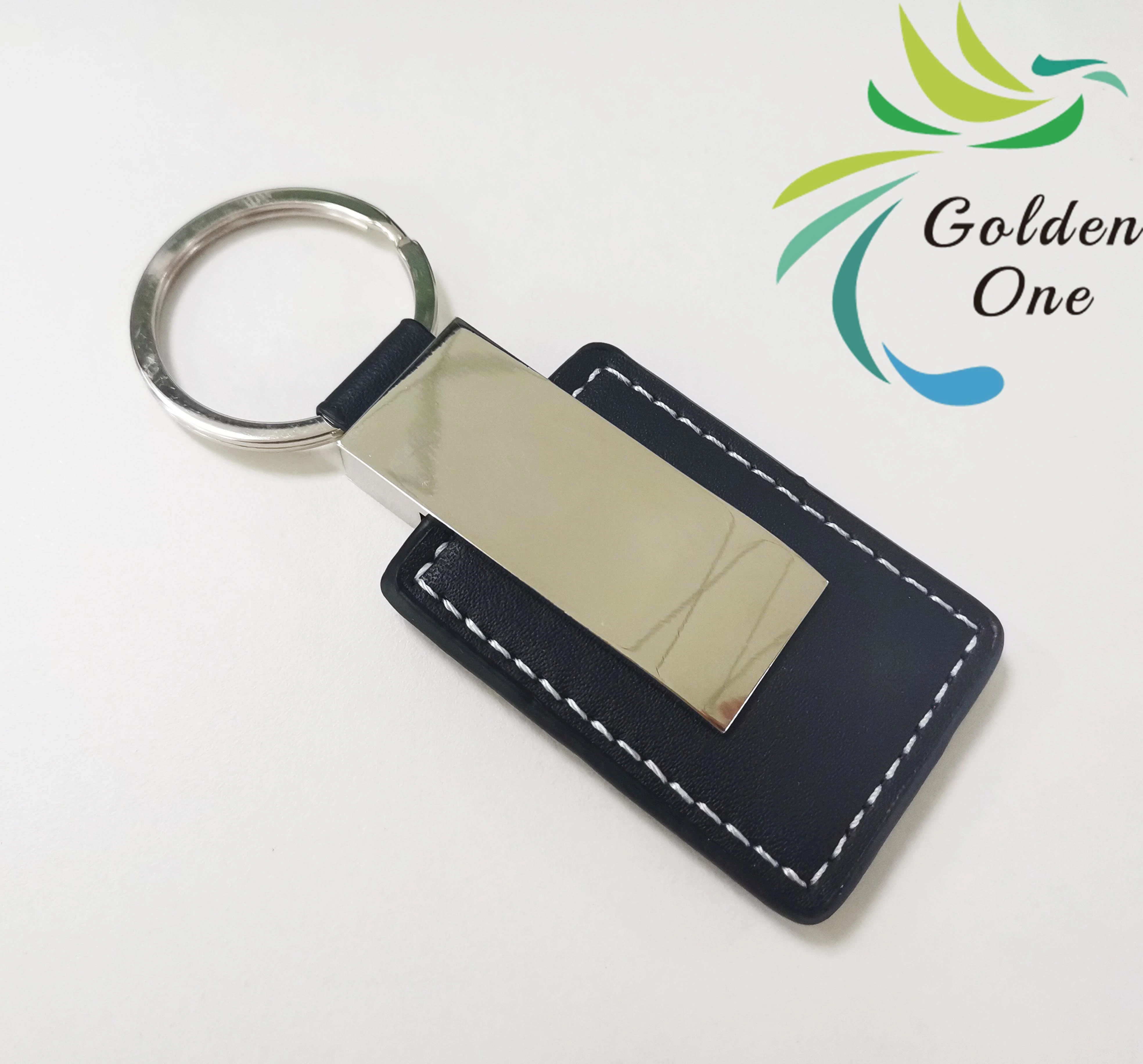 Hot Sale Shiny Gold Plated Souvenir Sublimation Leather Zinc Alloy Key Chain