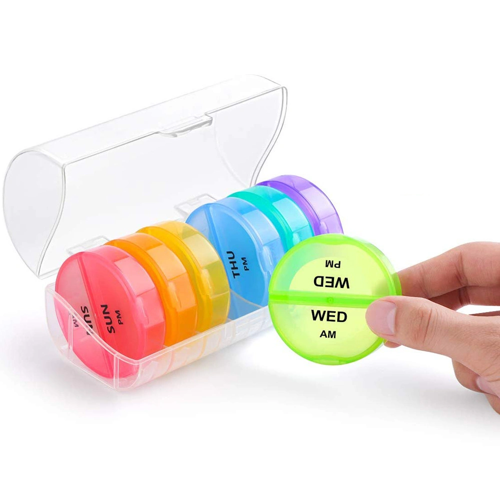 Eco-Friendly Weekly Pill Organizer 7 Days Pill Storage Case 7 Compartment Pill Box