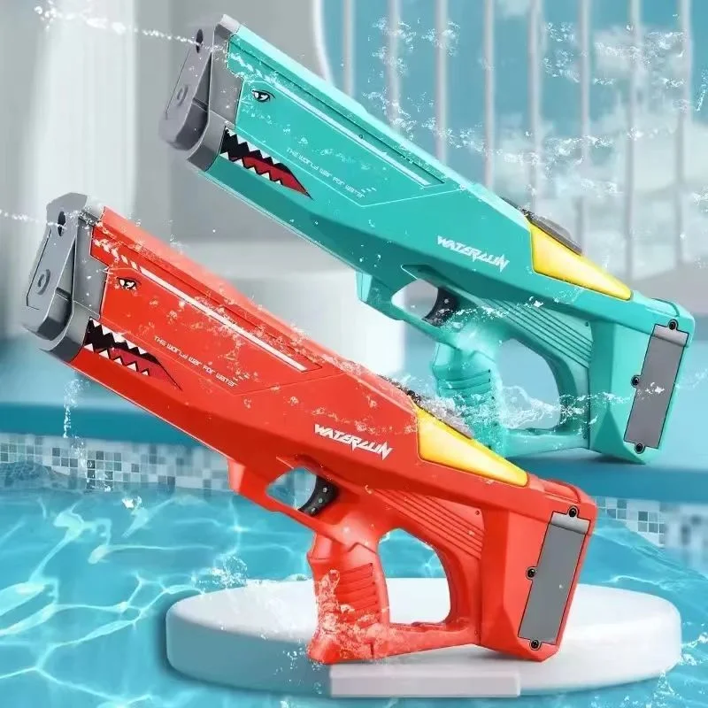 New Style Weapon High Pressure Long Range Shooting Leakproof Continuous Automatic Shark Water Gun Toys Electric for Adult Kids