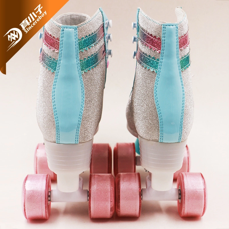 2022 Factory Hot Sale High quality/High cost performance  Two-Row Glitter Flashing Roller Quad Skates Unisex Wheel Skating Shoes for Woman and Man