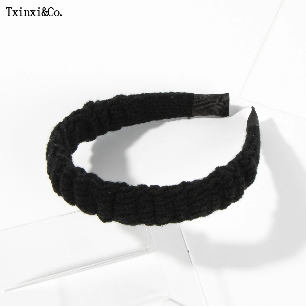 Gestricktes Haar Hoop Plissee Solid Color Wool Fashion Haarband Kopfband