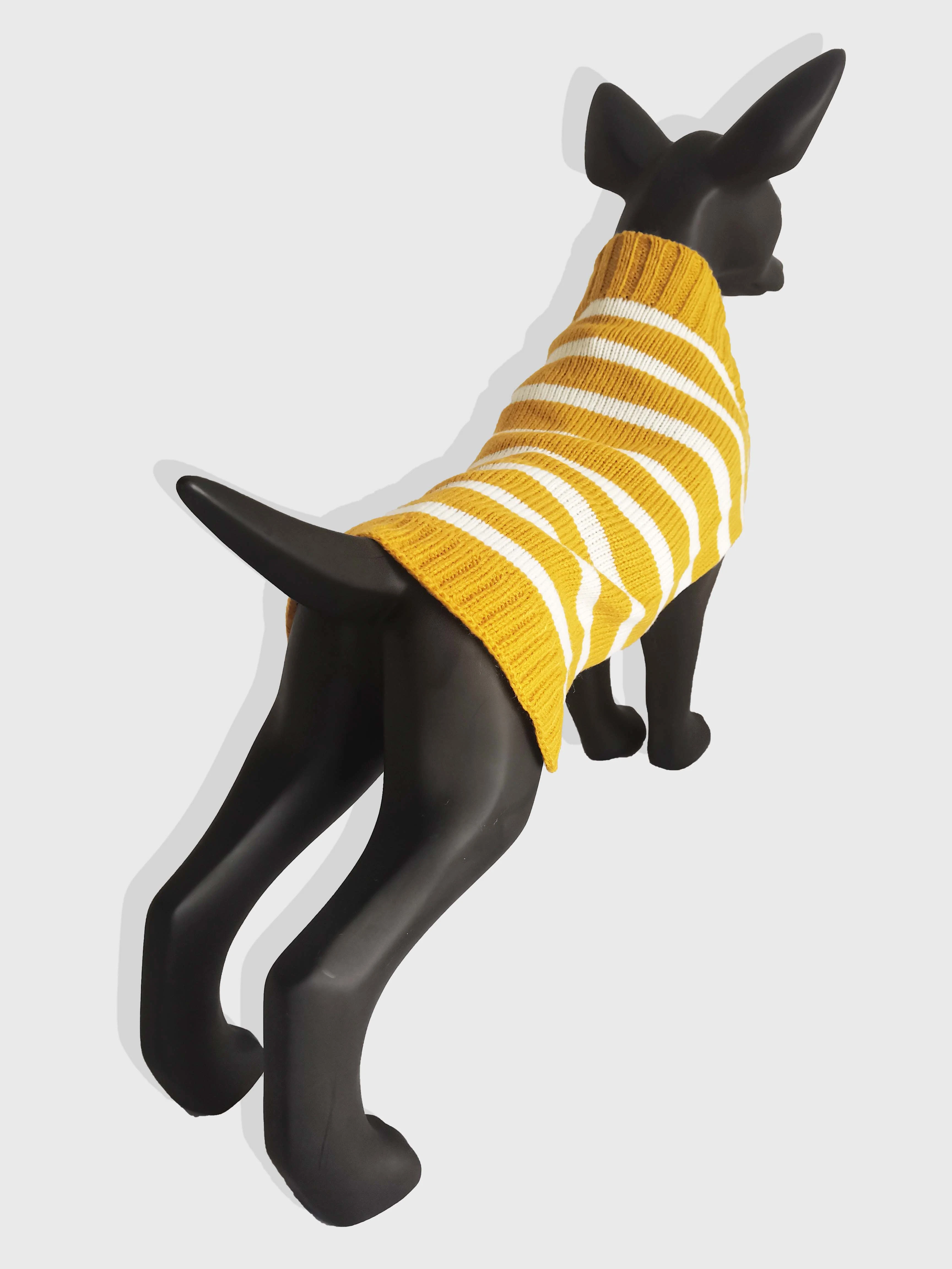 Invierno vacaciones Yellow Stripe Perro fitness Sweater de punto ropa para mascotas