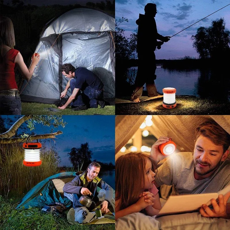 Telescopic Pocket LED Camping Lantern USB Rechargeable Hand Crank Mini Torch Light Lamp