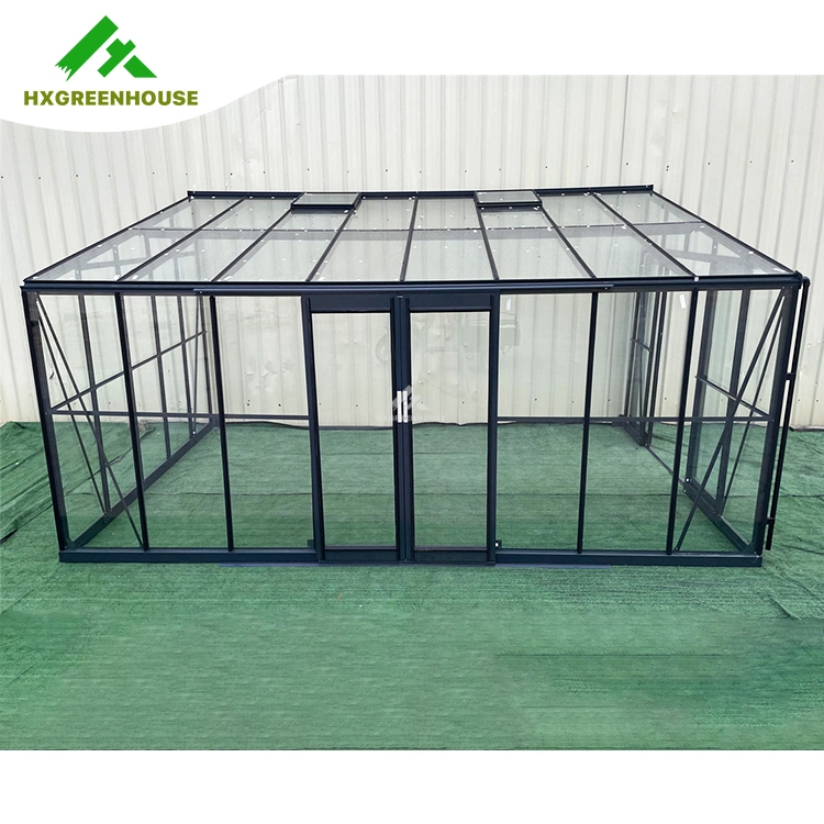 Última forma Hexagon de aluminio Perfil + vidrio templado de lujo invernadero Caminata de agricultura de bajo costo en Hothouse