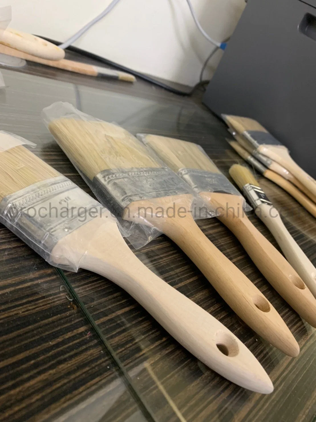 #300 Procharger Bon pinceau plat de bonne qualité avec manche en bois