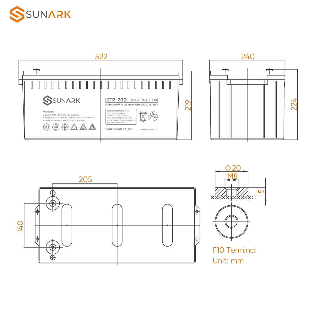 ISO MSDS Sunark Lead Carbon Batteries 12V Exide Battery 200ah 200 Ah Inverter Battery