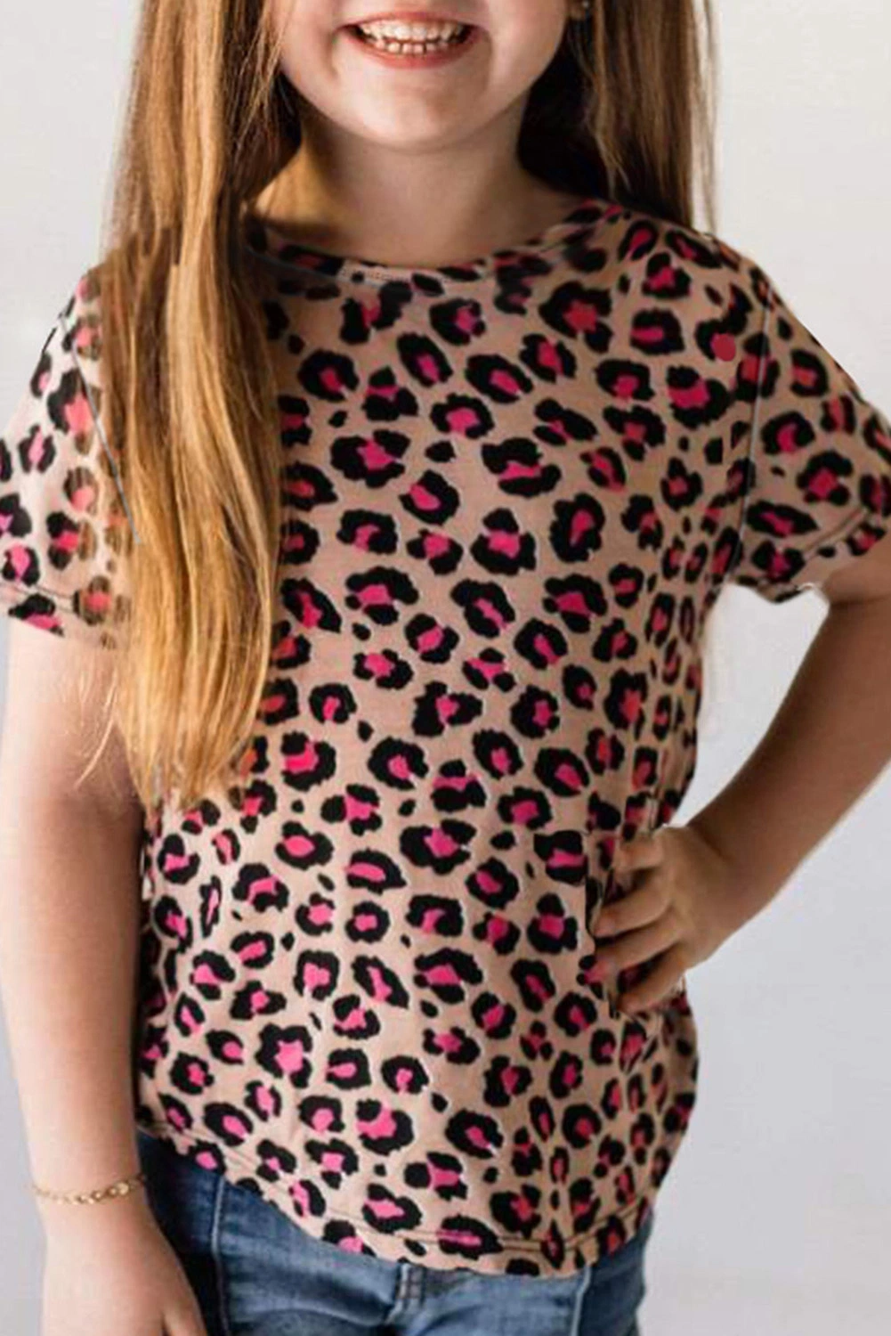 Stockpapa Tee-shirt pour filles à imprimé léopard, joli et bon marché.