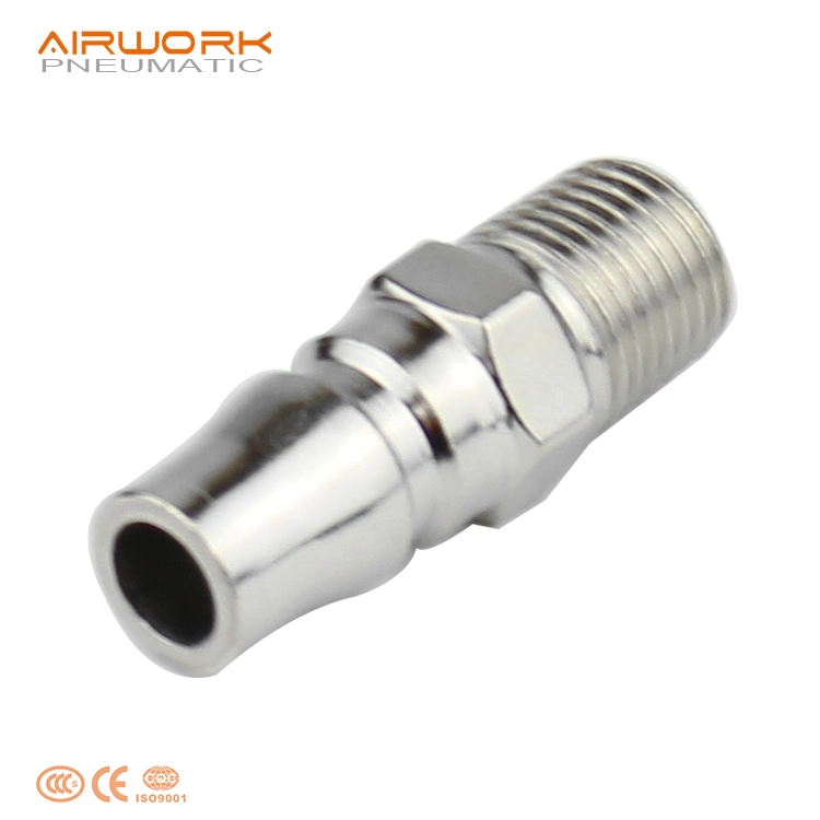 Pm Pneumatic Mechanical Male Threaded Straight Steel Pipe Quick Coupling Pipe Joints