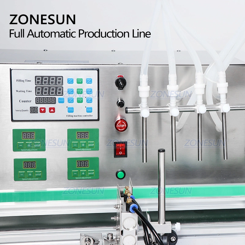 Zonesun Zs-Fal180 Semiautomática Botella de plástico máquinas de bebidas de escritorio de tinta de los aceites de etiquetado de Llenado y Tapado Máquina selladora