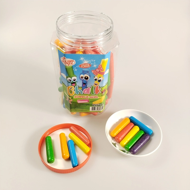 Jar Packed Funny Chalk Shape Colorful Tasty Fruits Flavor Bubble Gum