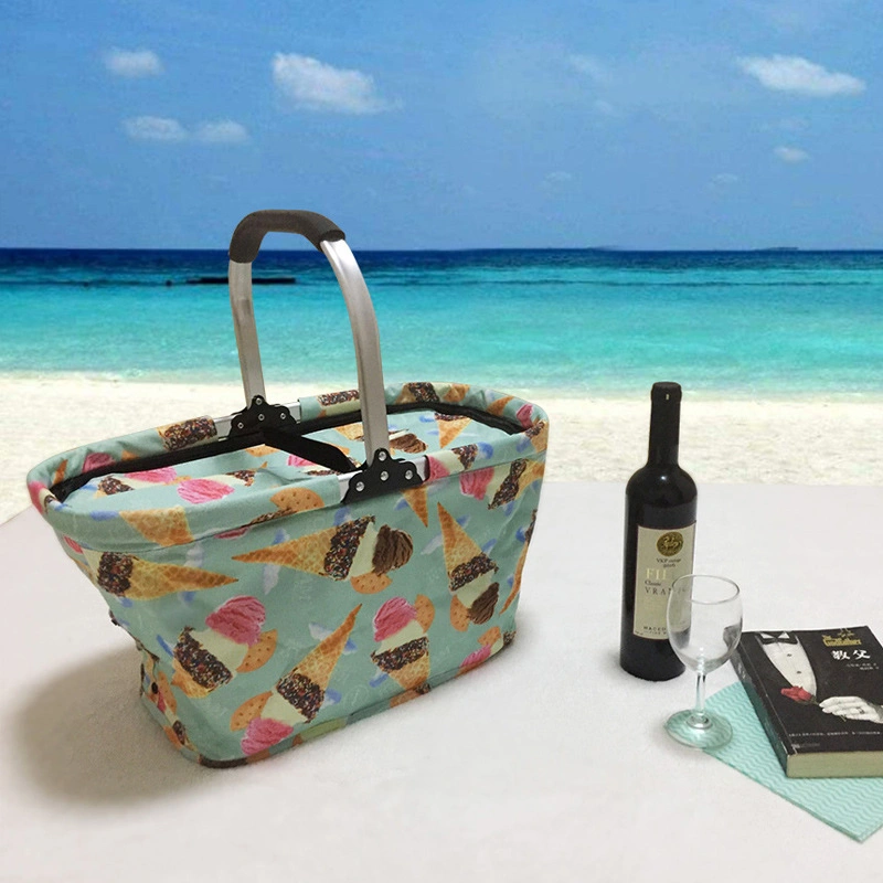 Sale Oxford Fabric Moisture-Proof Lid Portable Storage Picnic Basket Insulated Cooler Bag