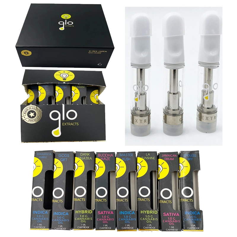 Glo Extracts Vape Cartridges Vaporizer Atomizers Thick Oil Carts DAB Wax Pen Ceramic Coil Glass Thick Tank 510 Thread Battery with New Packaging