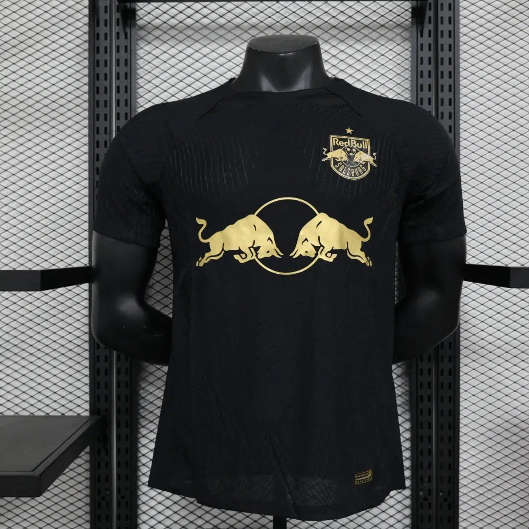T-shirt Slim preta Bull Red Bull New Salzburg ClubTeam de 23 24 FIT Football Jersey Player Version