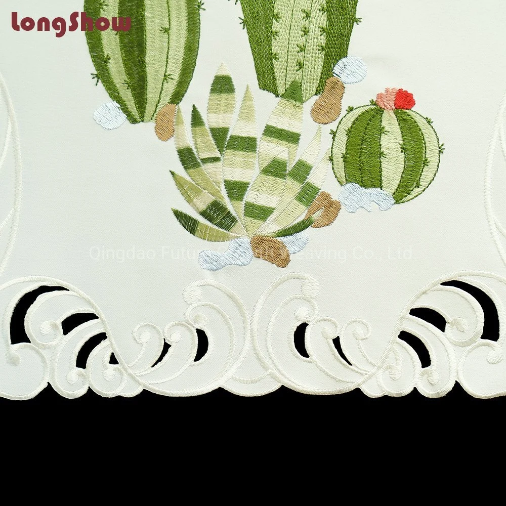 La Plaza Mayorista/Proveedor Cactus Cutwork Vaciar bordado mantel de Tela Tela decorativos