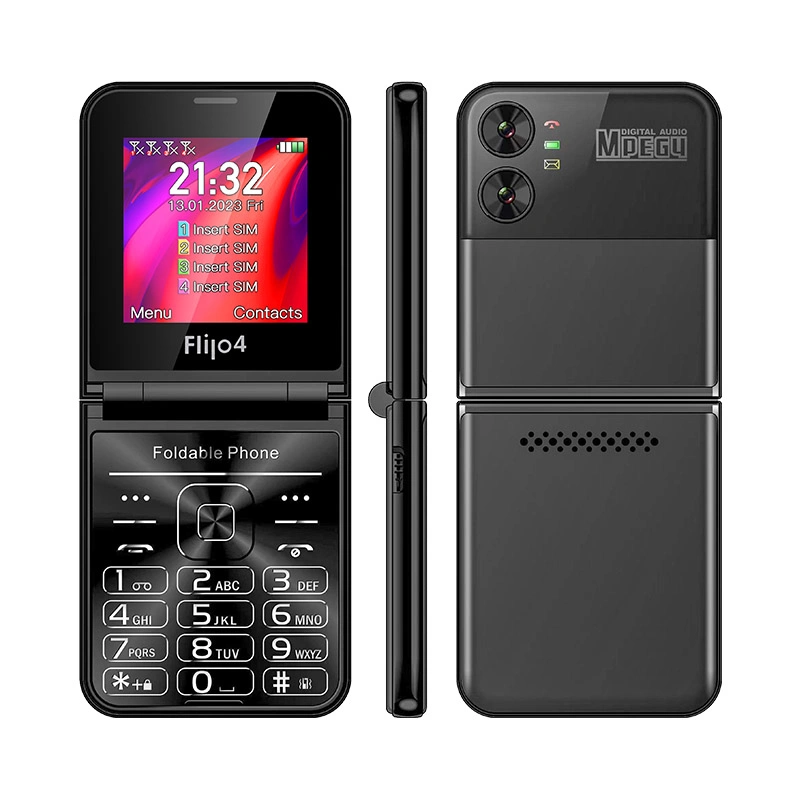 Uniwa F265 4 SIM Cards 2.55 Inches TFT Display Keypad Folding Feature Mobile Phone