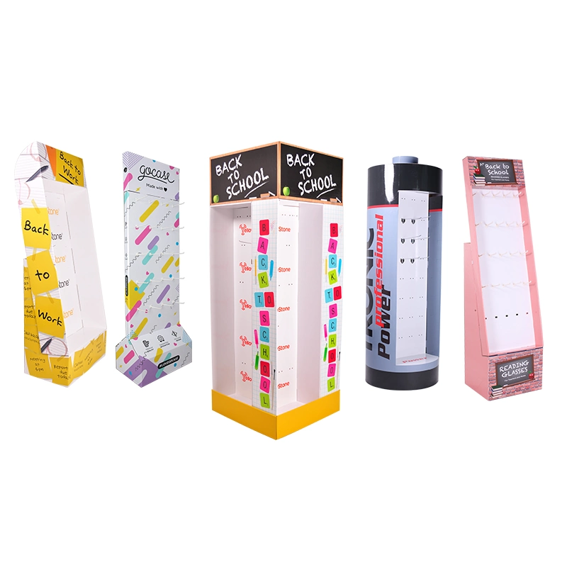 Fashion Cell Mobile Phone Accessories Corrugated Display Stand with Plastic Hook Paper Cardboard Display Stand