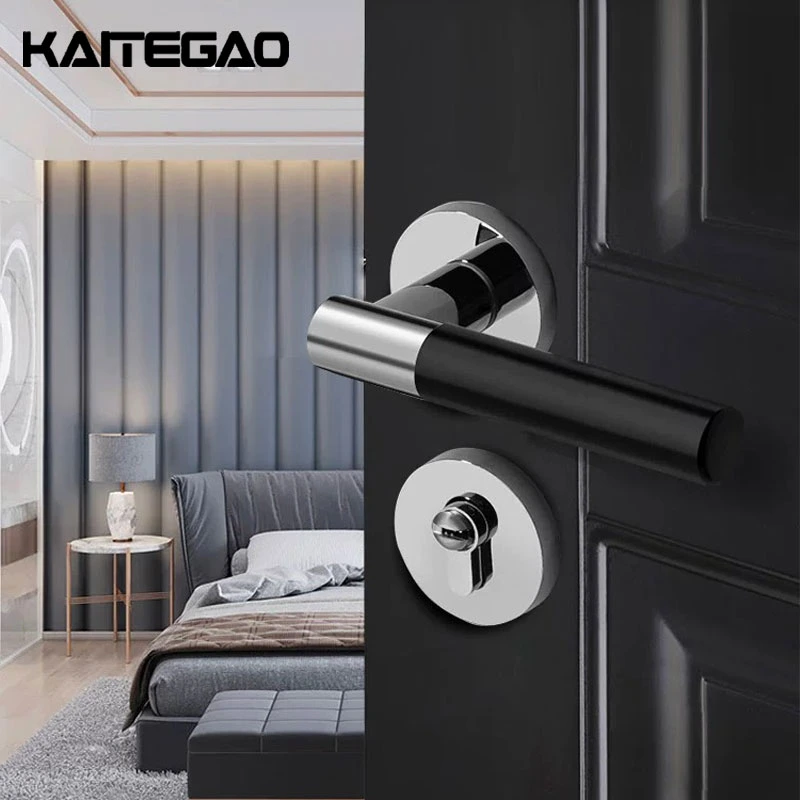 Interior Door Knob Black Modern Design Privacy Door Lock Handle