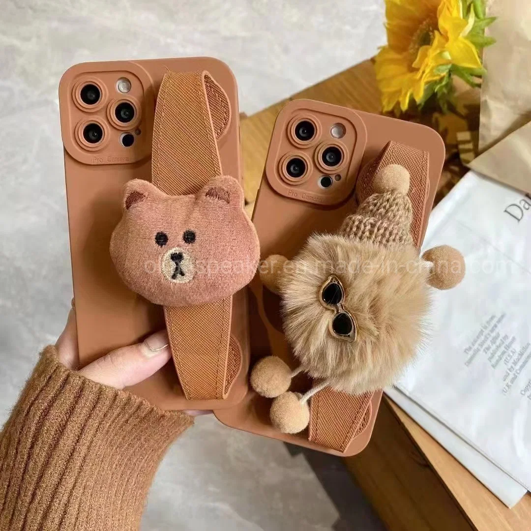 New Cartoon Toys Bear Wristband Holder Stand Mobile Phone Case