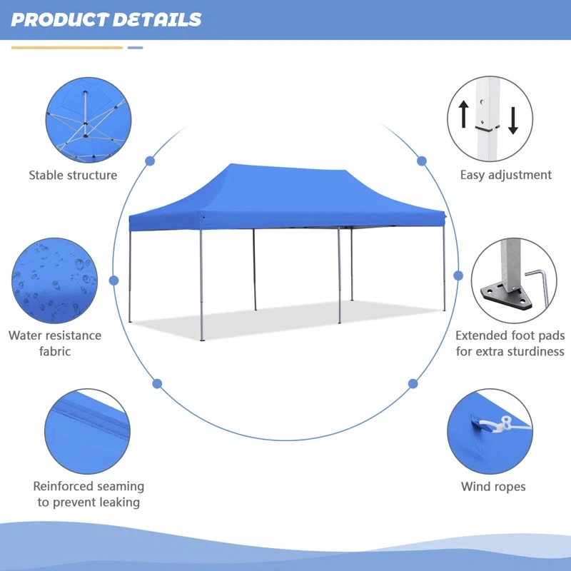 X1020 desplegable Canopy plegable portátil EZ up Canopy Fiesta Tent Sun Shade Boda instantánea