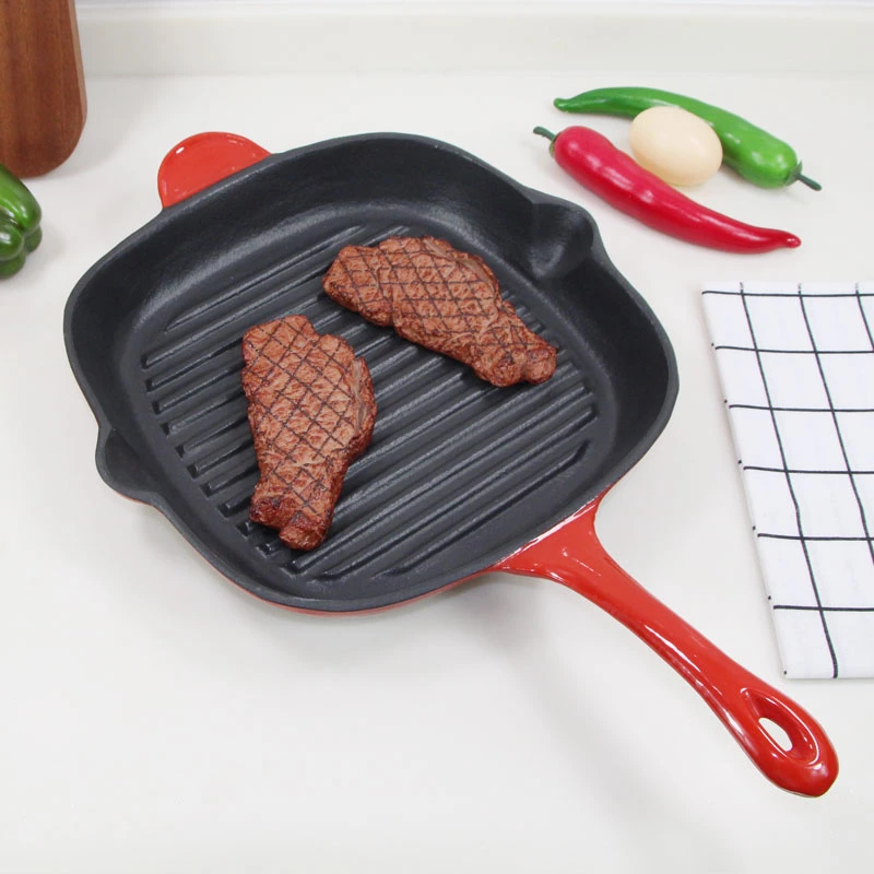 Cast Iron Square Shape Steak Grill Pan Manufacturer From China BSCI, LFGB, FDA Qualified