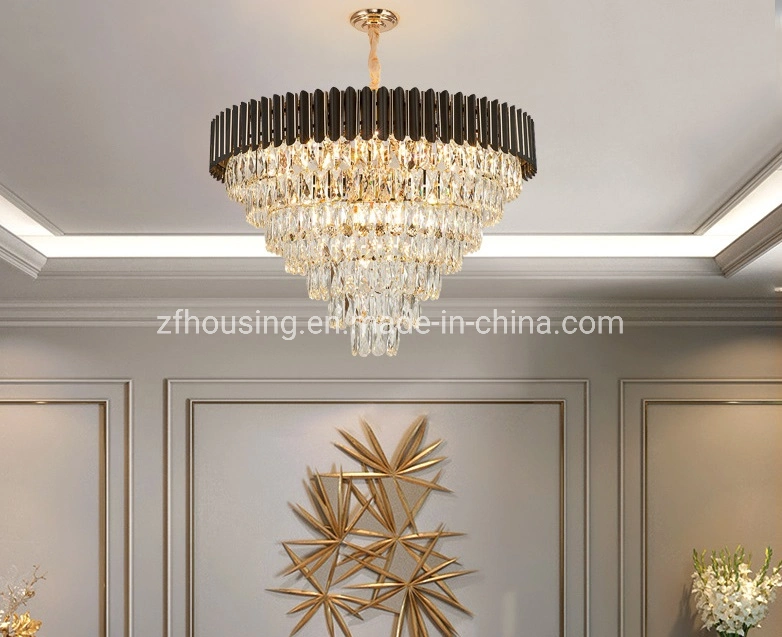 Black Chandelier Lighting Pendant Lamp LED K9 Crystal Light with E14 Zf-Cl-020