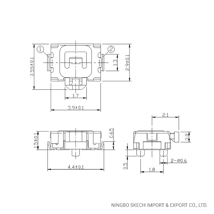 2.9X 3.9 mm Miniature Horizontal Push Tact Switch off-on SMT/SMD Mounting Push Button Switch