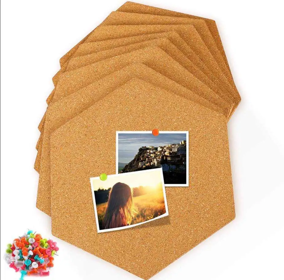 Hexagon Cork Bulletin Board for Walls Messages or Pictures for Office Home