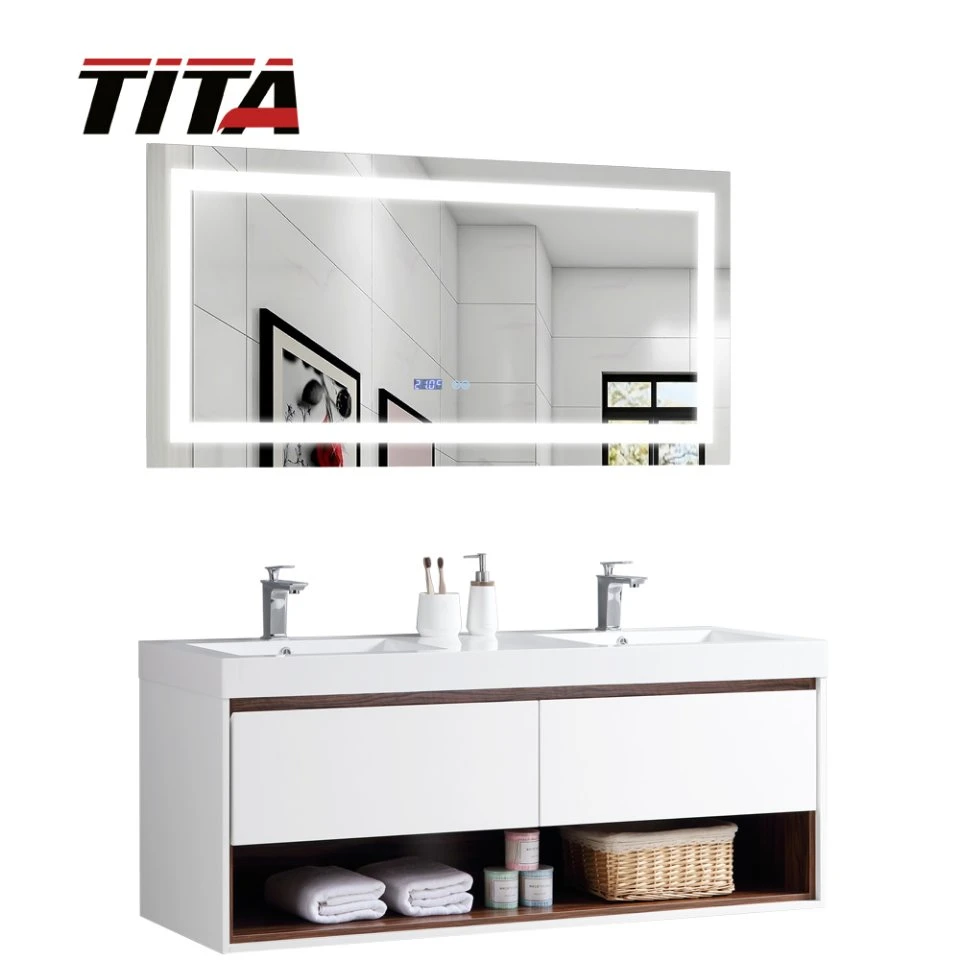 Meubles de salle de bain en MDF blanc brillant T9332.