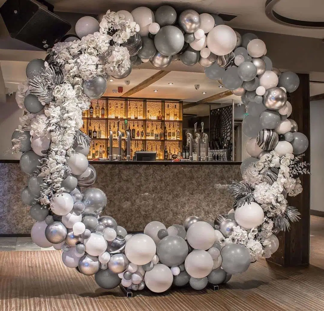 Pastel Marble Metallic White Gray balloon Latex Balloon Arch Kit for Baby Shower Wedding Birthday New Year Party Decorations