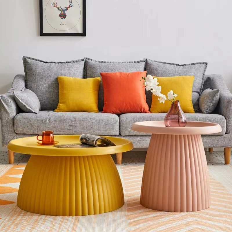 Table basse ronde de salon avec motif pour bureau à domicile en champignon.