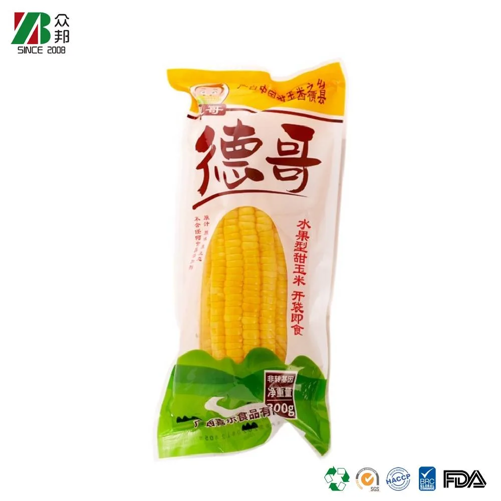 Custom printing transparent Vacuum Fresh Corn/Prepared Food/ Ham Sausage packaging of corn Packaging Nylon Vacuum Packing Plastic Bag