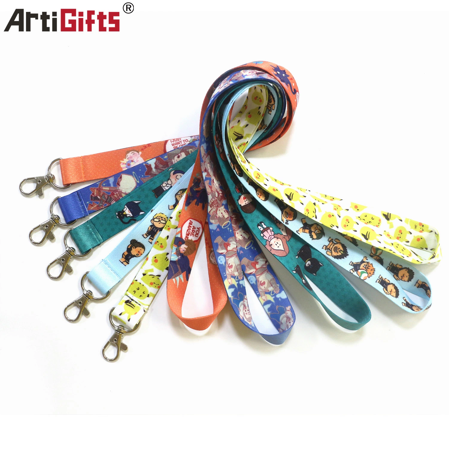 Wholesale Factory Price Printed ID Card Holder Customized 20 mm Individual Colorful Woven Nylon Heat Transfer Lanyard with High Quality