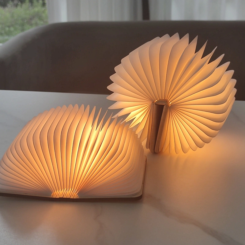 Mini Größe Außenbeleuchtung magnetische 360 Grad Falten Geschenk-LED Wiederaufladbare Tischleuchte Kaltes/Warmes Weiches Licht Buchförmige Lampe Schreibtisch Home Dekoration