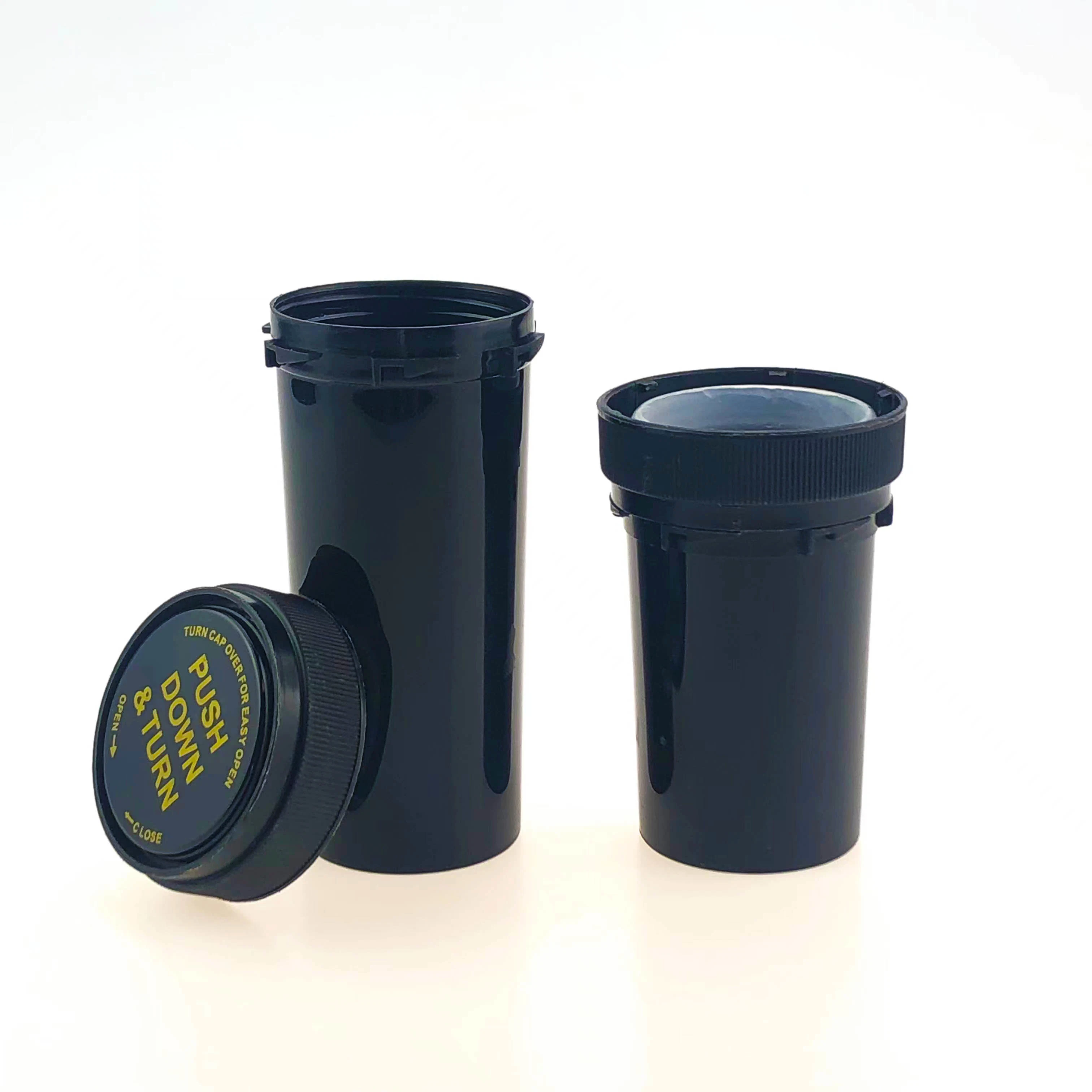 Factory Direct Sales 30DRAM Black Reversible Bottles Plastic Medical Pill Bottles with Child Proof Screw Cap