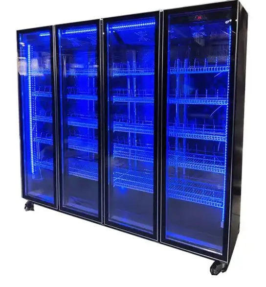 4-Door Supermarket Commercial Glass Door Refrigerator and Freezer Refrigeration Equipment