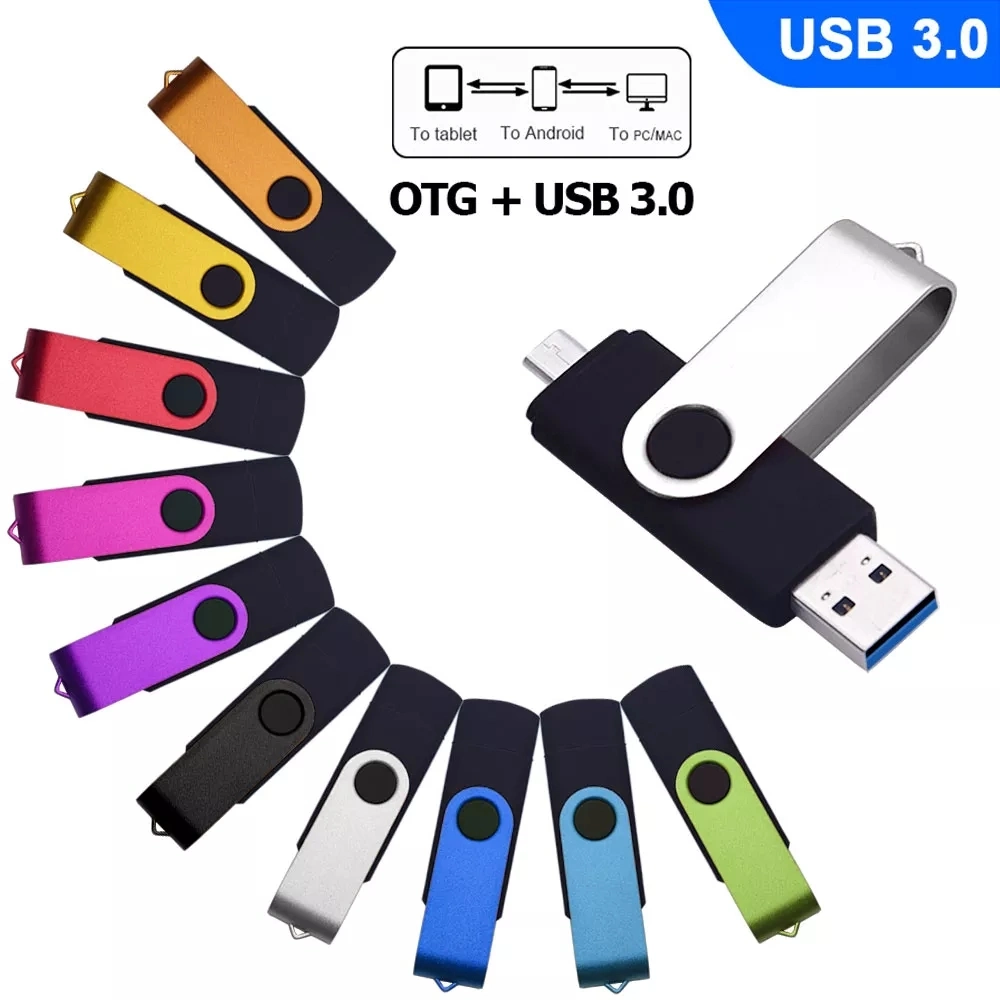 Swivel USB C Adapter Smartphone OTG USB Flash Drives 2 in 1 OTG Pen Drive Colorful Housing Customized Logo USB-Stick OTG