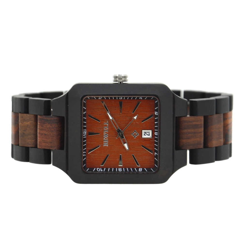 Classic Style Square Shape Japan Quartz Watch Wooden Wrist Watch Man