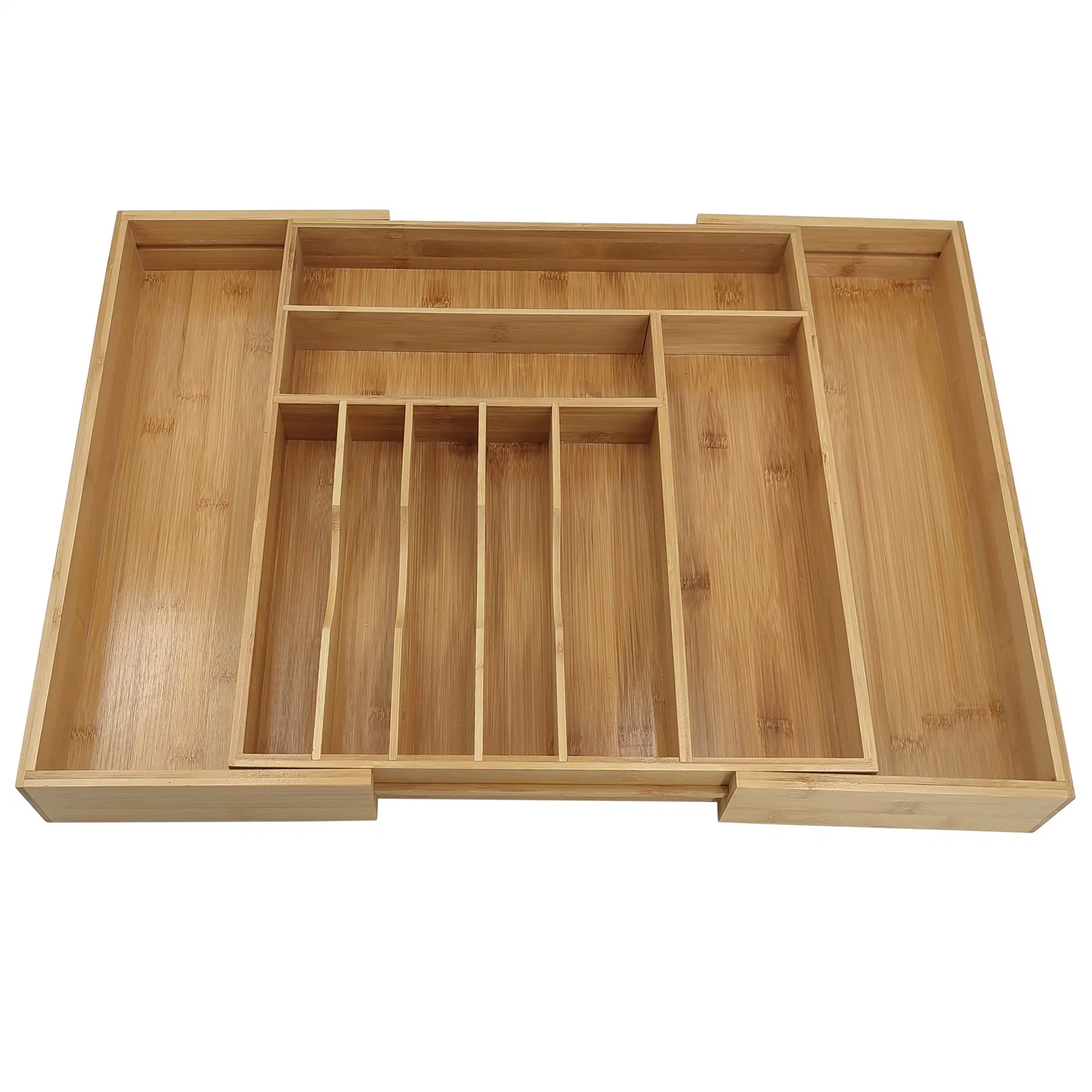 Bamboo Sliverware Cutlery Tray Expandable Wood Drawer Organizer for Kitchen Utensils Flatware Storage